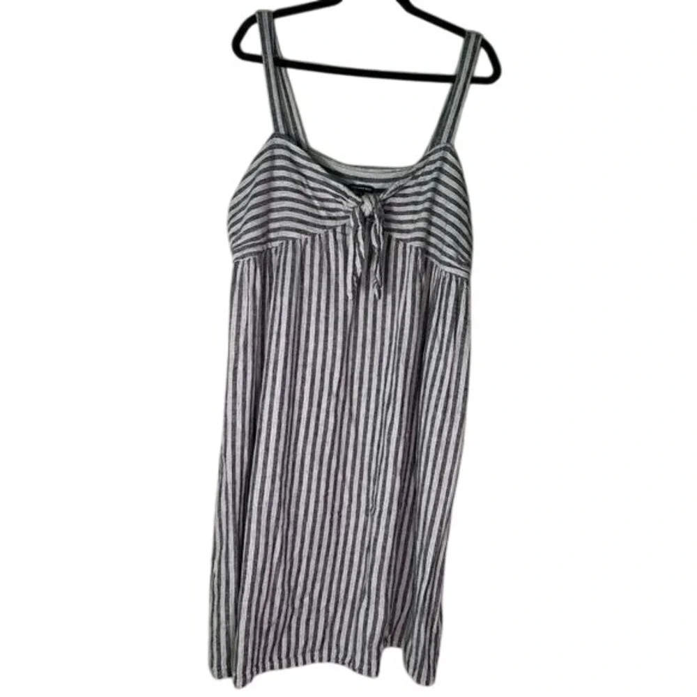 Who What Wear‎ Women Babydoll Striped Linen Blend Midi Dress Size XXL Pockets - Picture 2 of 16